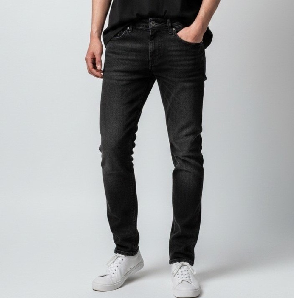 River Island Mens Sid Skinny Fit Jeans Black 28x32 Stretch Denim Pants